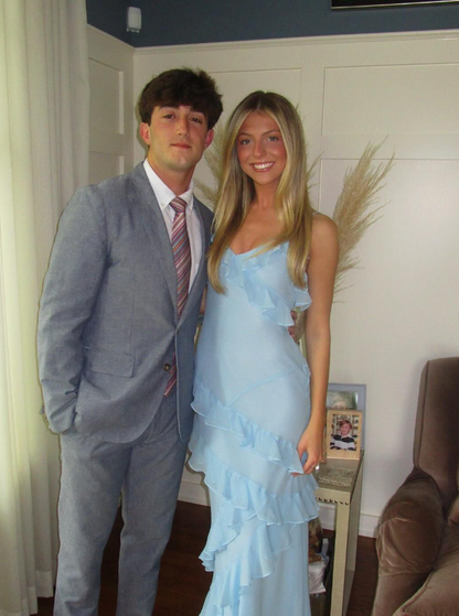 Mermaid light blue formal dresses