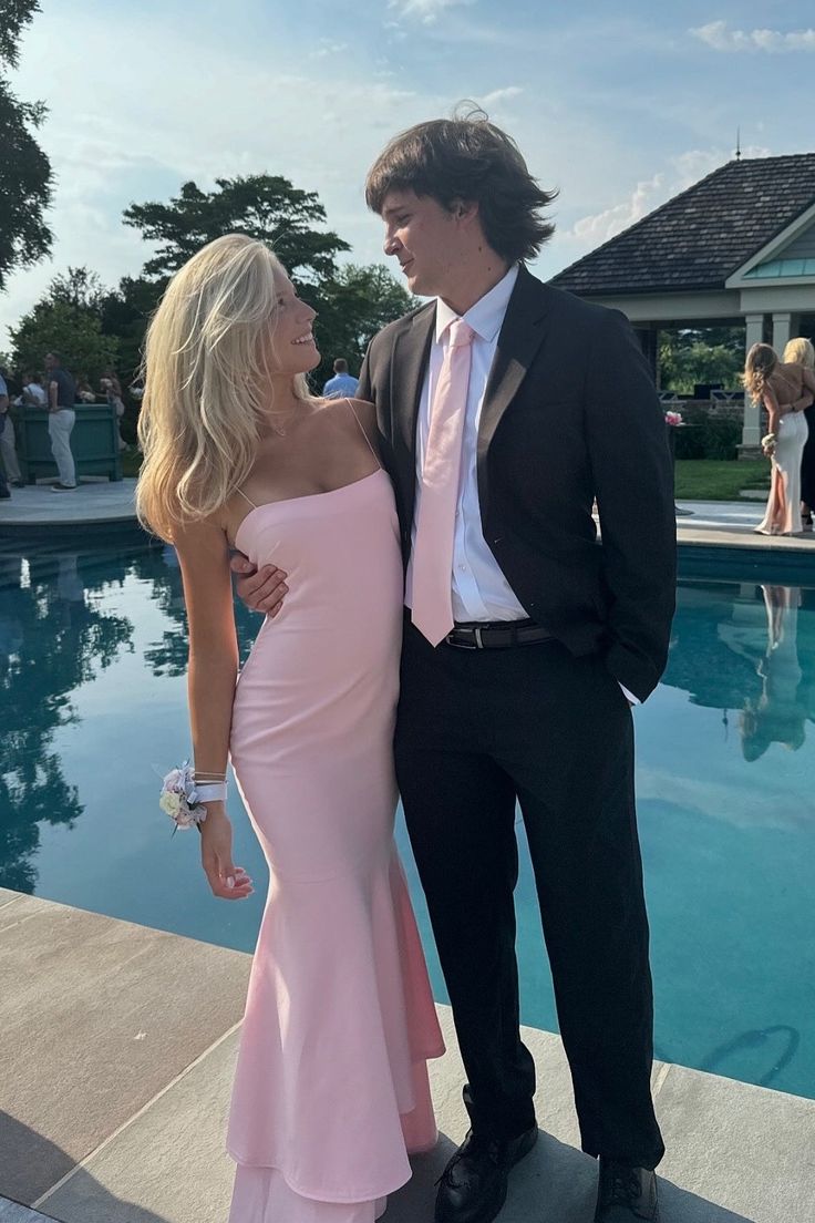 light pink fancy dress Pink Tulle A-line Scoop Lace Prom Dresses With Train, Long Formal Dresses, MP717