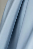 Blue Satin Long Prom Dress High Slit Wedding Party Gown