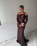 Modest Lace Prom Dresses Long Sleeves Formal Gown