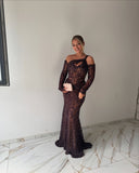 Modest Lace Prom Dresses Long Sleeves Formal Gown