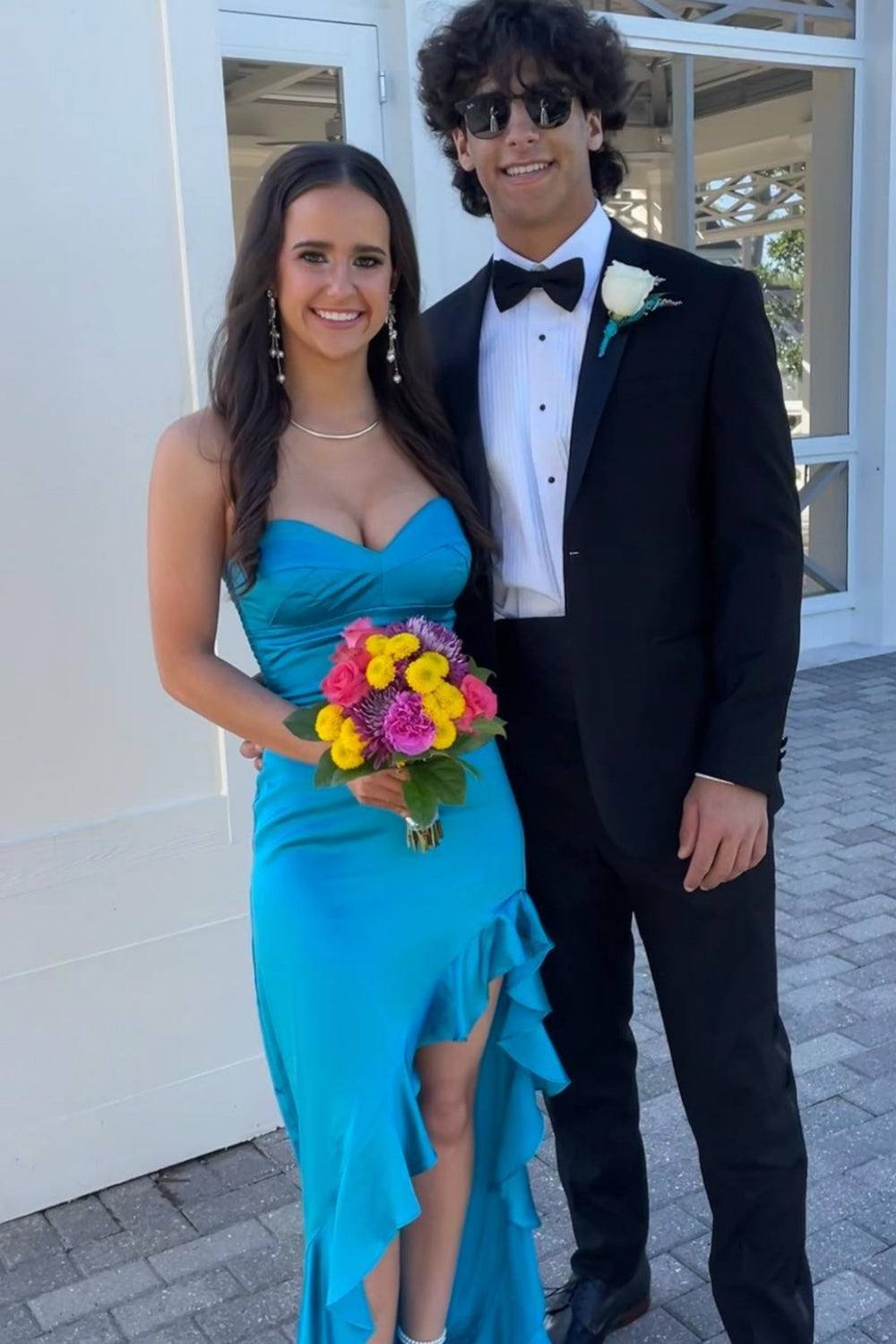 Sweetheart Emerald Green Irregular Hem Long Dress Formal Gown