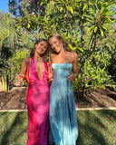Fancy Aqua Graduation Dress Long with Slit Maxi Grad Dresses