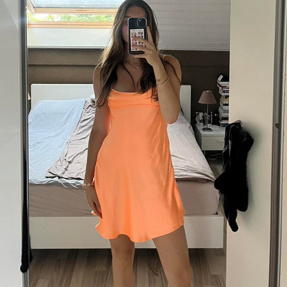 Modest Orange Satin Short Formal 8Th Grade Homecoming Dresses Hoco Backless Cocktail Outfits