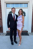 Orange One Shoulder Short Formal Dresses Tight Cocktail Gown