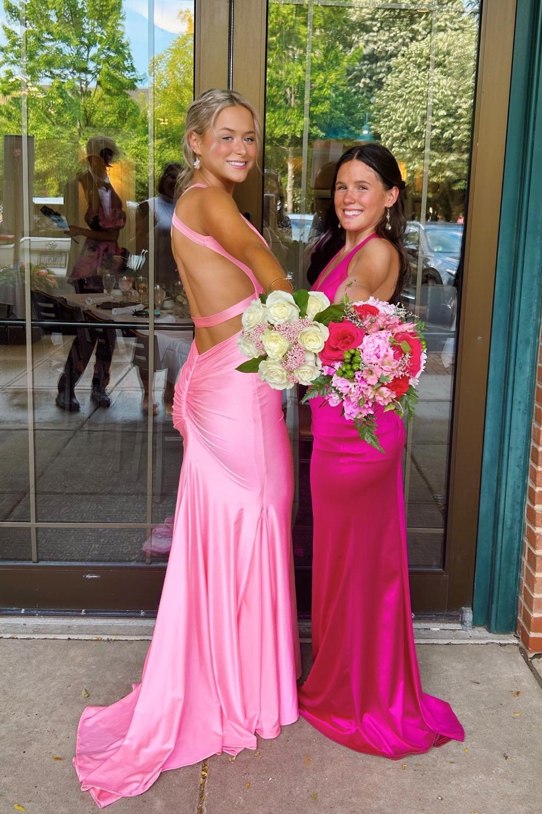 V-neck Open Back Ruched Mermaid Graduation Dress Formal Dresses Long jkprom V-neck Open Back Ruched Mermaid Graduation Dress Formal Dresses Long jkprom