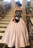 Princess Satin Long Prom Dresses, Lace Formal Evening Dress