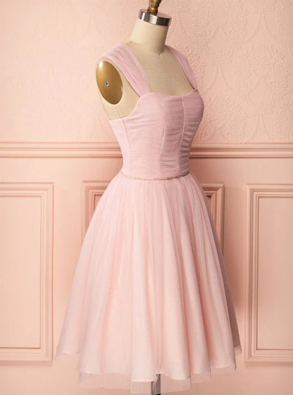Cute Pink Tulle Mini Cocktail dress A-line Pretty Hoco Dresses