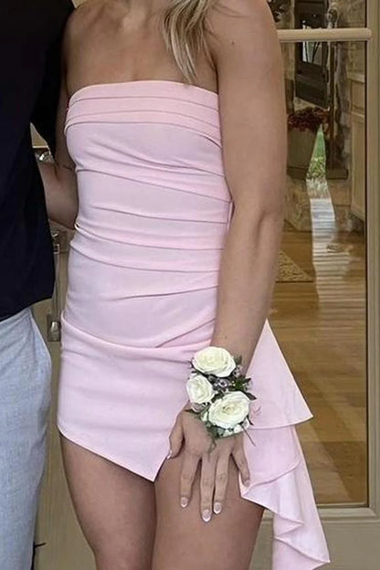 Elegant Tight Party Dress Ruched Short Cocktail Dresses