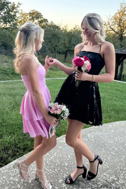 Pretty Red Hoco Dress Ruffle Fall Homecoming Dresses