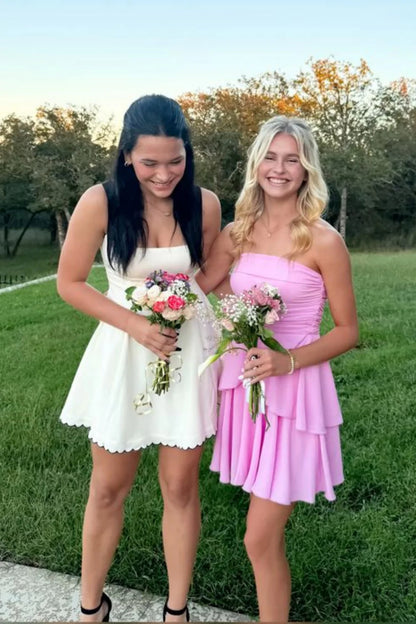 Pretty Red Hoco Dress Ruffle Fall Homecoming Dresses