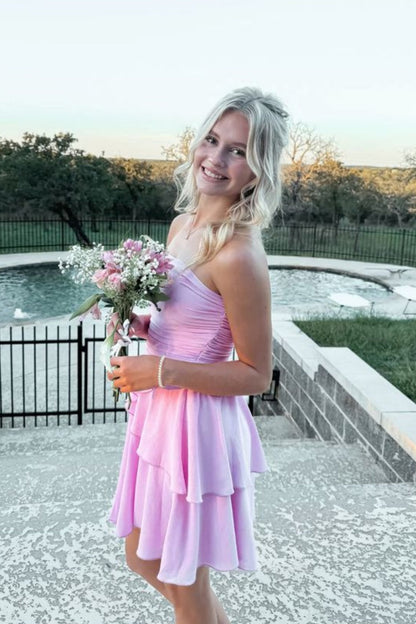 Pretty Red Hoco Dress Ruffle Fall Homecoming Dresses