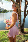 Strapless Pink Cocktail Dress Short Grad Dresses Open Back