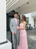 elegant pink mermaid prom dresses open backs