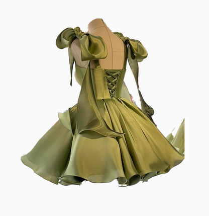 Ball Gown Spaghetti Straps Satin Short Mini Formal 8Th Grade Homecoming Dress Birthday Outfits