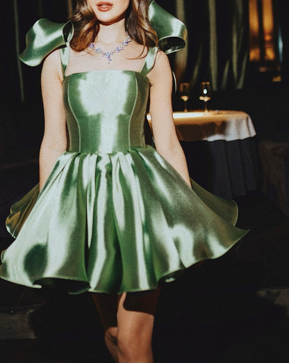Ball Gown Spaghetti Straps Satin Short Mini Formal 8Th Grade Homecoming Dress Birthday Outfits
