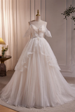 Princess Straps Tulle Tiered Tulle Formal Gown Wedding Dress