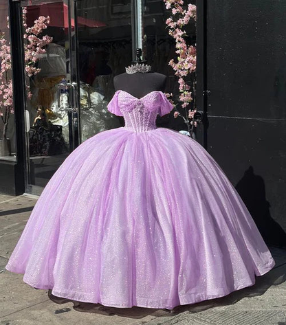 Quinceanera Dresses Pink Glitter, Ball Gown Birthday Xv Dress – jkprom