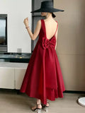 Elegant Black Celebrity Party Dress Back Open Evening Dresses with Bow