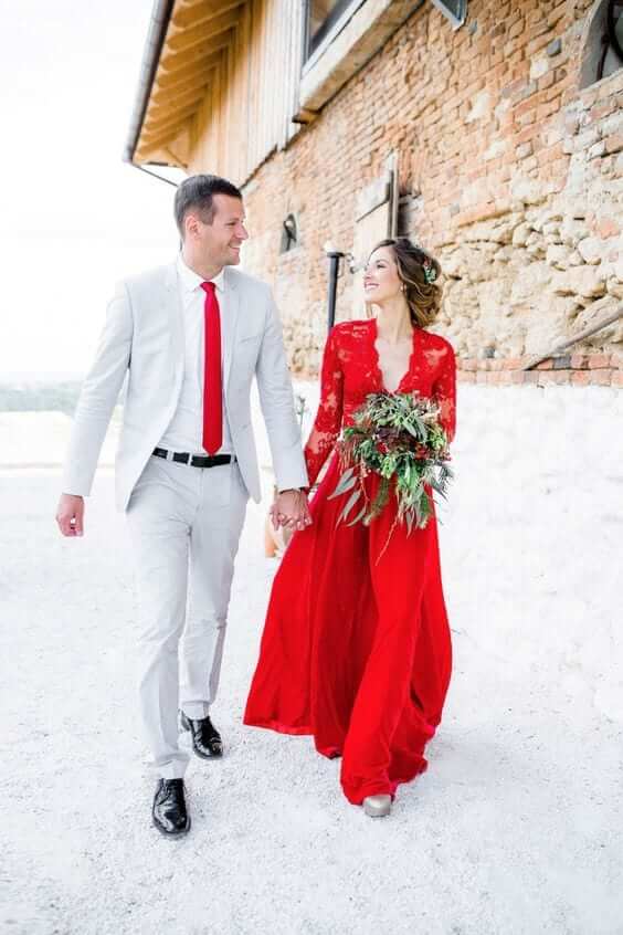 Beautiful Red Wedding Dresses,Bridal Dress with Long Sleeves jkprom Beautiful Red Wedding Dresses,Bridal Dress with Long Sleeves jkprom