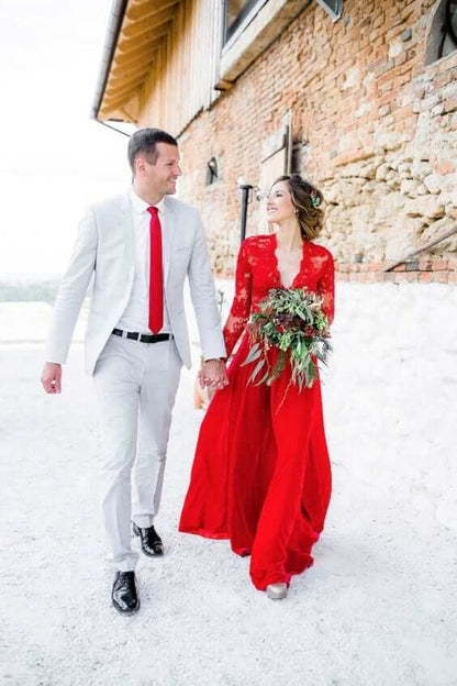 Beautiful Red Wedding Dresses,Bridal Dress with Long Sleeves jkprom Beautiful Red Wedding Dresses,Bridal Dress with Long Sleeves jkprom