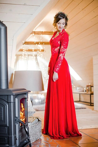 Beautiful Red Wedding Dresses,Bridal Dress with Long Sleeves – jkprom Beautiful Red Wedding Dresses,Bridal Dress with Long Sleeves – jkprom