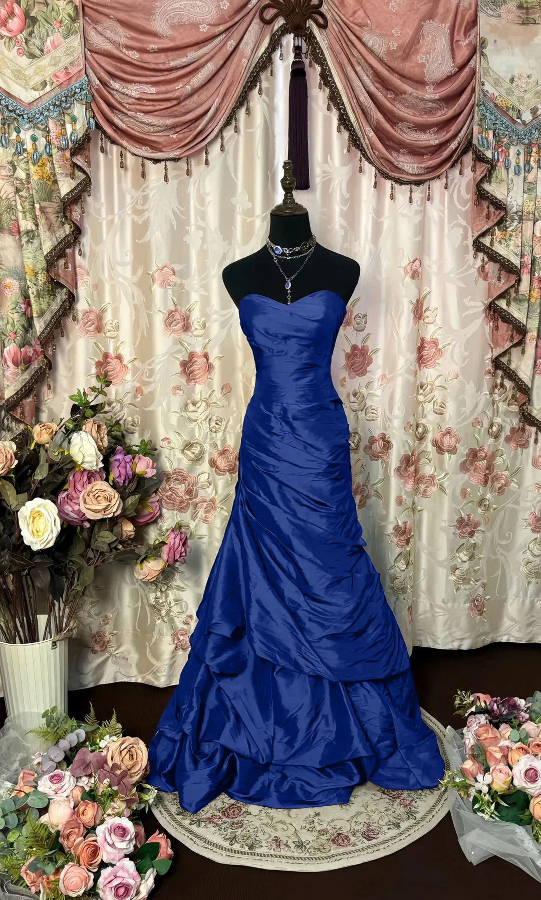 Strapless Burgundy Mermaid Prom Dress with Ruffles