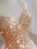 Sparkly Sequin Prom Dresses Long Wedding Guest Dress