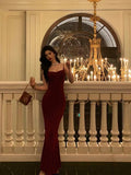 Fancy Red Prom Dress Long Mermaid Spandex Satin Birthday Maxi Gown