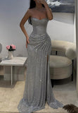 Luxury Fuchsia Prom Dresses with Slit Sparkly Maxi Gown Long