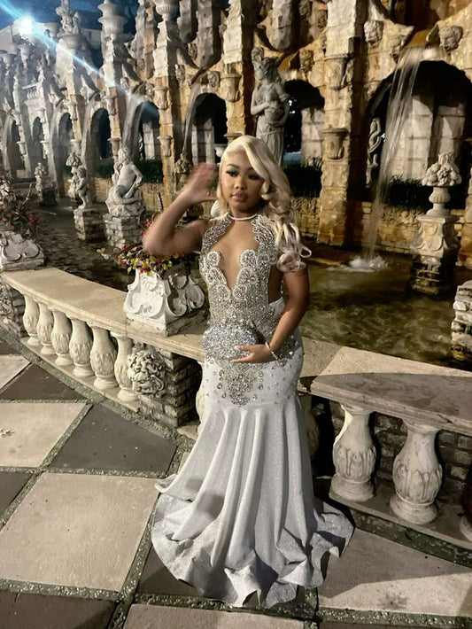 silver sequin prom dresses mermaid