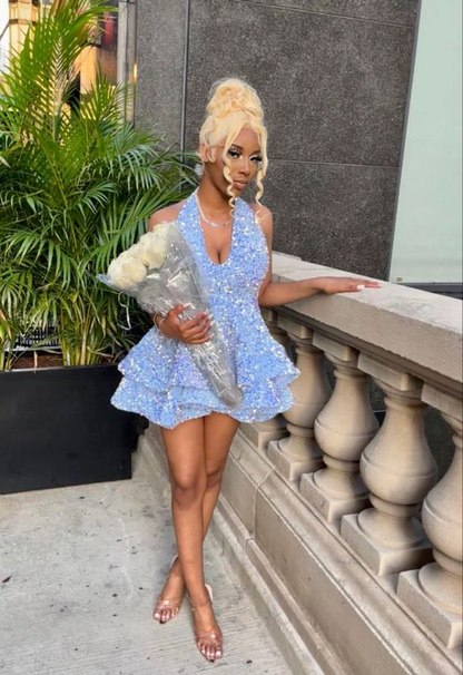Sequin Birthday Dresses Short Sky Blue Cocktail Dress jkprom Sequin Birthday Dresses Short Sky Blue Cocktail Dress jkprom