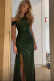 Glittery Sequin Mermaid Prom Dress Long Leg Split Formal Dress