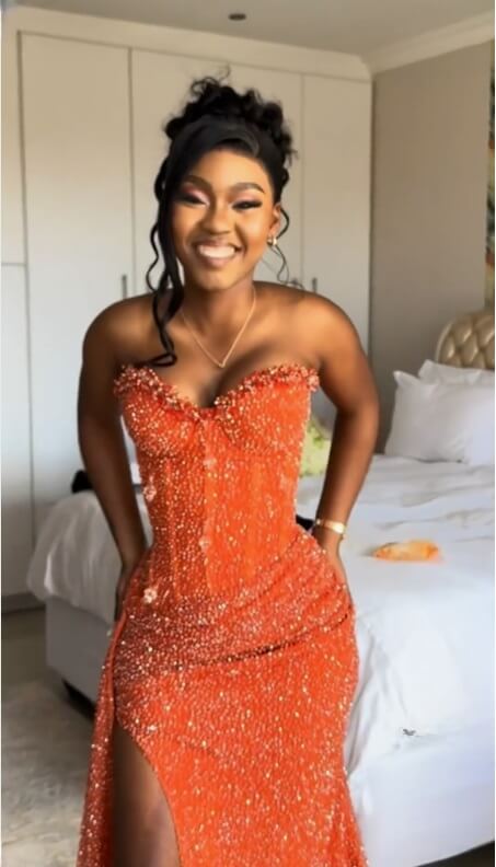 Elegant Orange Mermaid Long Prom Dresses with Slit Evening Party Dress