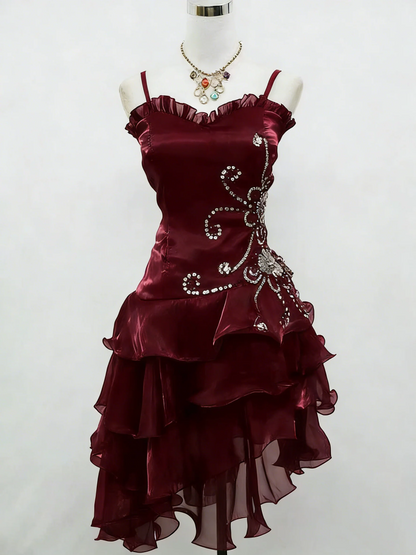 A Line Black Ruffle Short Prom Dress Homecoming Dresses