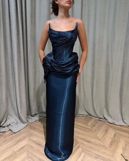 Stunning Navy Blue Prom Dresses Classy Long Slim Party Formal Gown