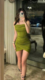 Olive Green Tight Hoco Dress Mini Birthday Outfit