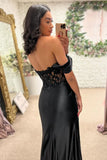 Off The Shoulder Tight Long Prom Dress Black Ruched