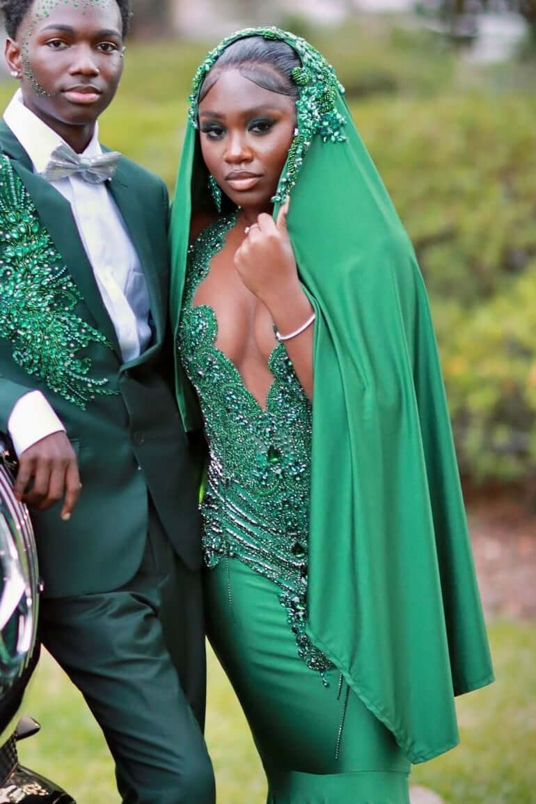 Sparkly Green Prom Dress Mermaid Tight Fitted Black Women Gala Dresses