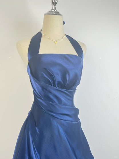 Vintage Green Halter Neck Mini Dress Short Party Gown