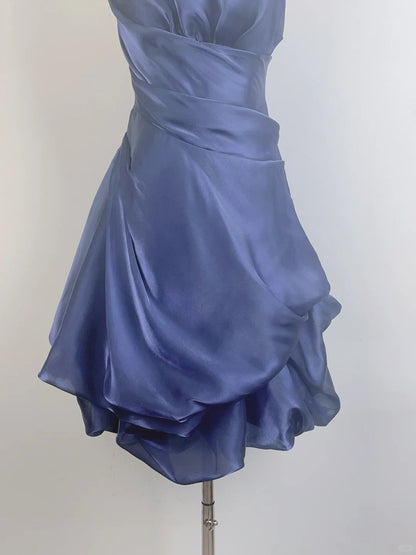 Vintage Green Halter Neck Mini Dress Short Party Gown