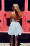 A-line V Neck Sequins Homecoming Dress Formal Mini Dresses