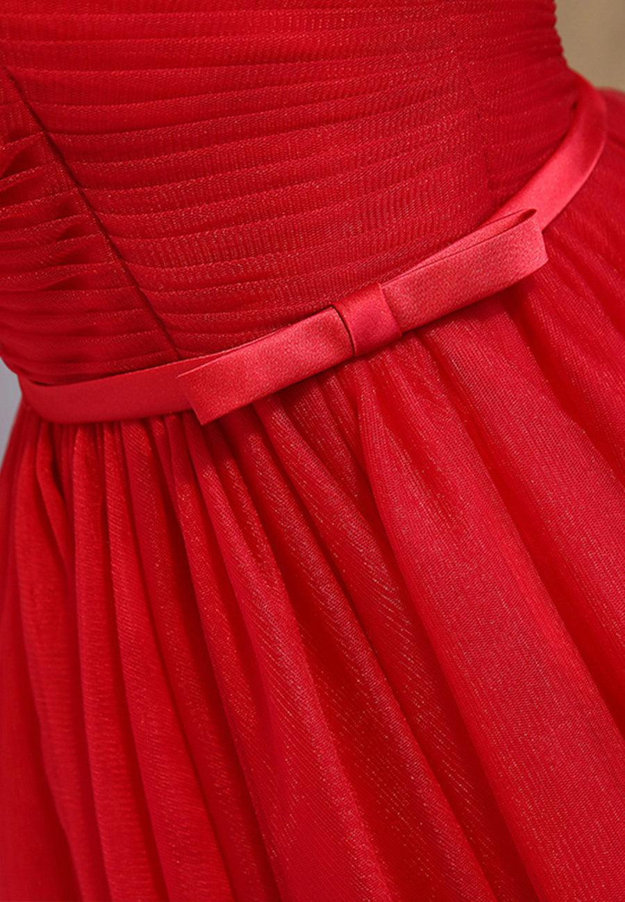 Red Tulle Short Prom Dresses,A-Line Semi Formal Dress – jkprom