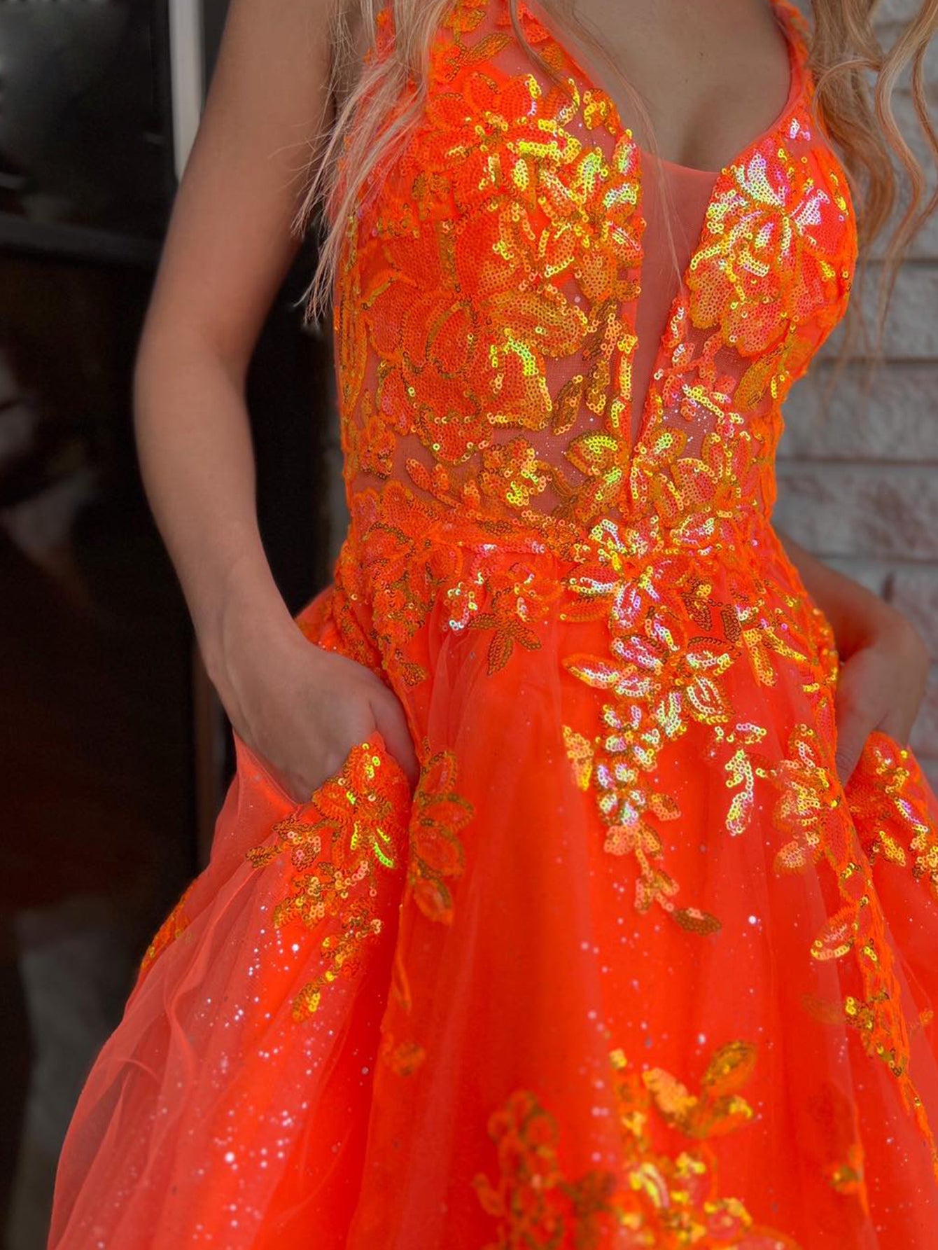 A-Line Orange V Neck Applique Short Homecoming Dress Formal Dresses jkprom A-Line Orange V Neck Applique Short Homecoming Dress Formal Dresses jkprom