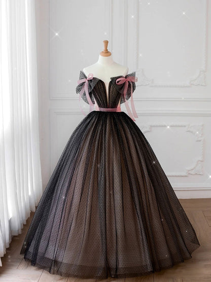 Black off shoulder tulle long prom dress, black tulle formal dress jkprom Black off shoulder tulle long prom dress, black tulle formal dress jkprom