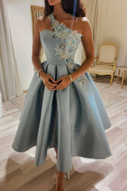 Cute Satin Lace Short Prom Dress,A-Line Party Dresses – jkprom