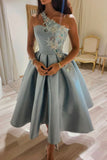 Cute One Shoulder Satin Lace Short Prom Dress,A-Line Party Dresses