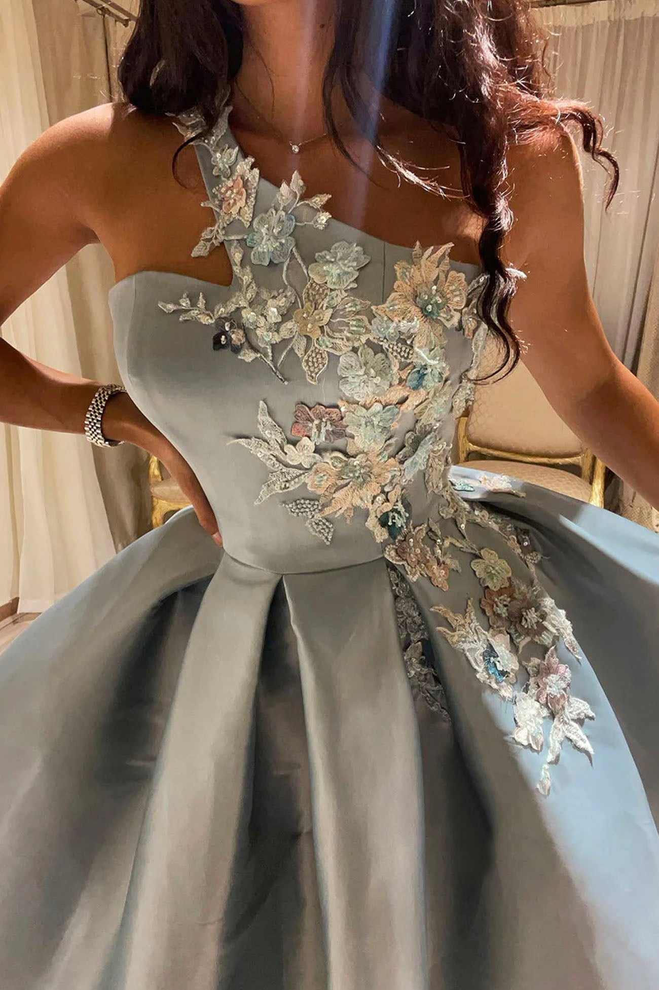 Cute Satin Lace Short Prom Dress,A-Line Party Dresses – jkprom