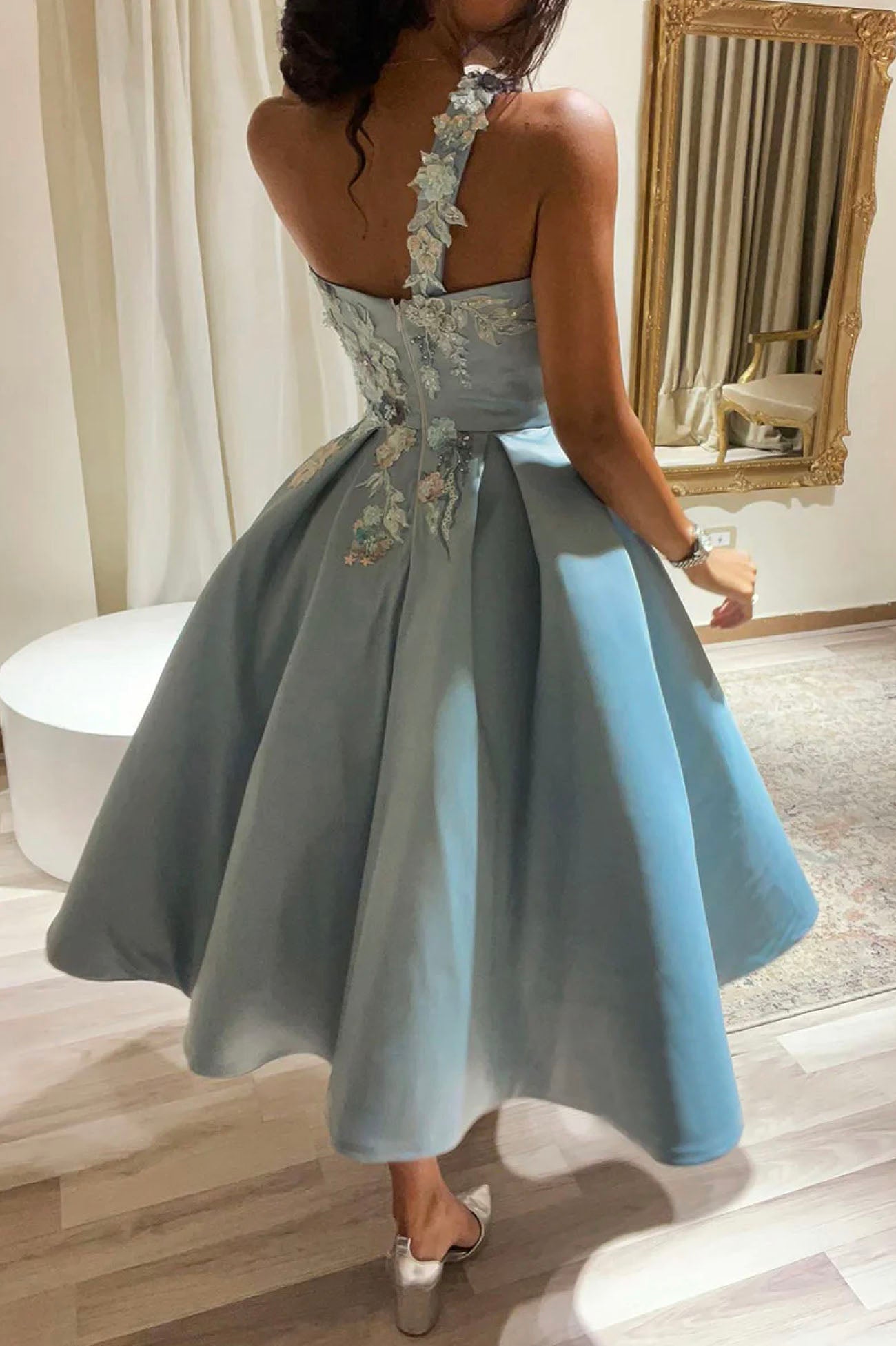 Cute Satin Lace Short Prom Dress,A-Line Party Dresses – jkprom