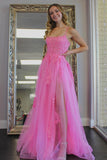 Pink Lace Long Prom Dresses,A-Line Backless Formal Evening Dress